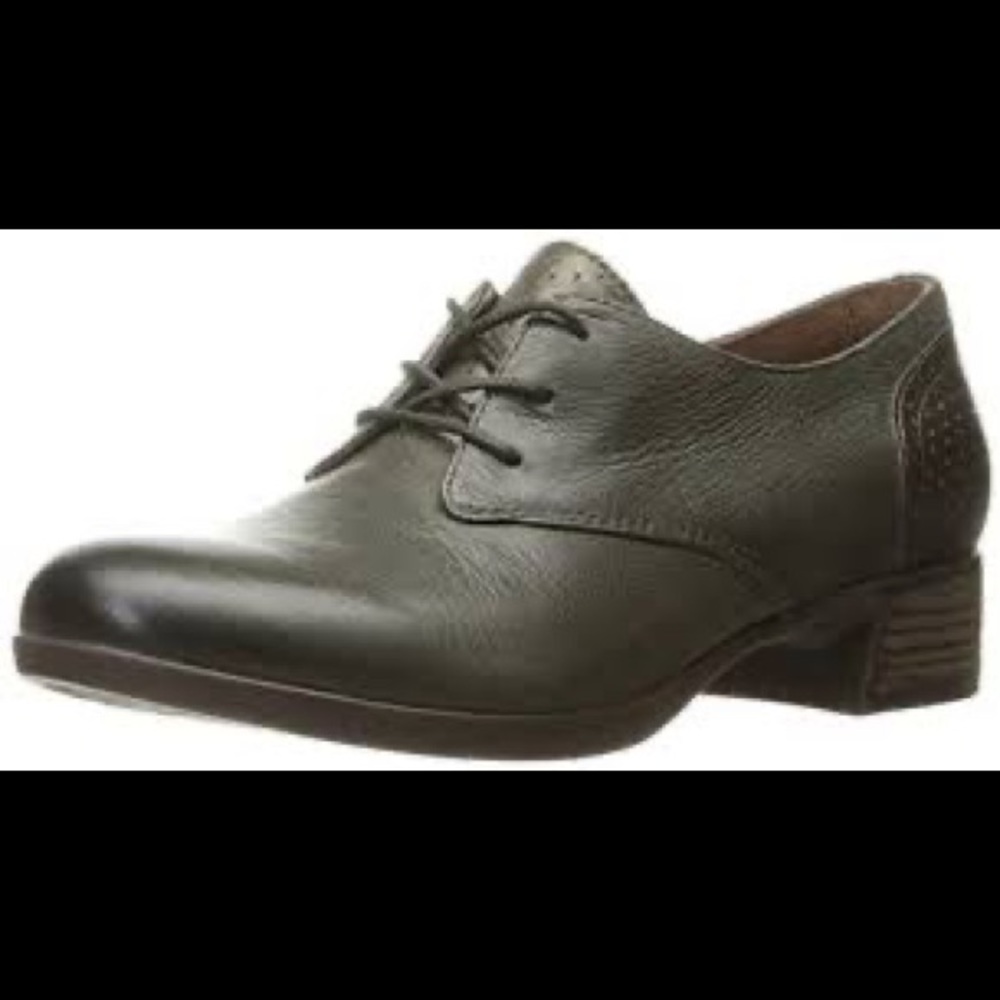 Dansko Louise Green Leather Oxford Gray Lace Up  Round Toe Heeled Shoes size 39